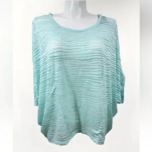 Lane Bryant Womens Mint Blue Top Plus Sz 18/20 Dolman Sleeve Sheer Stretch